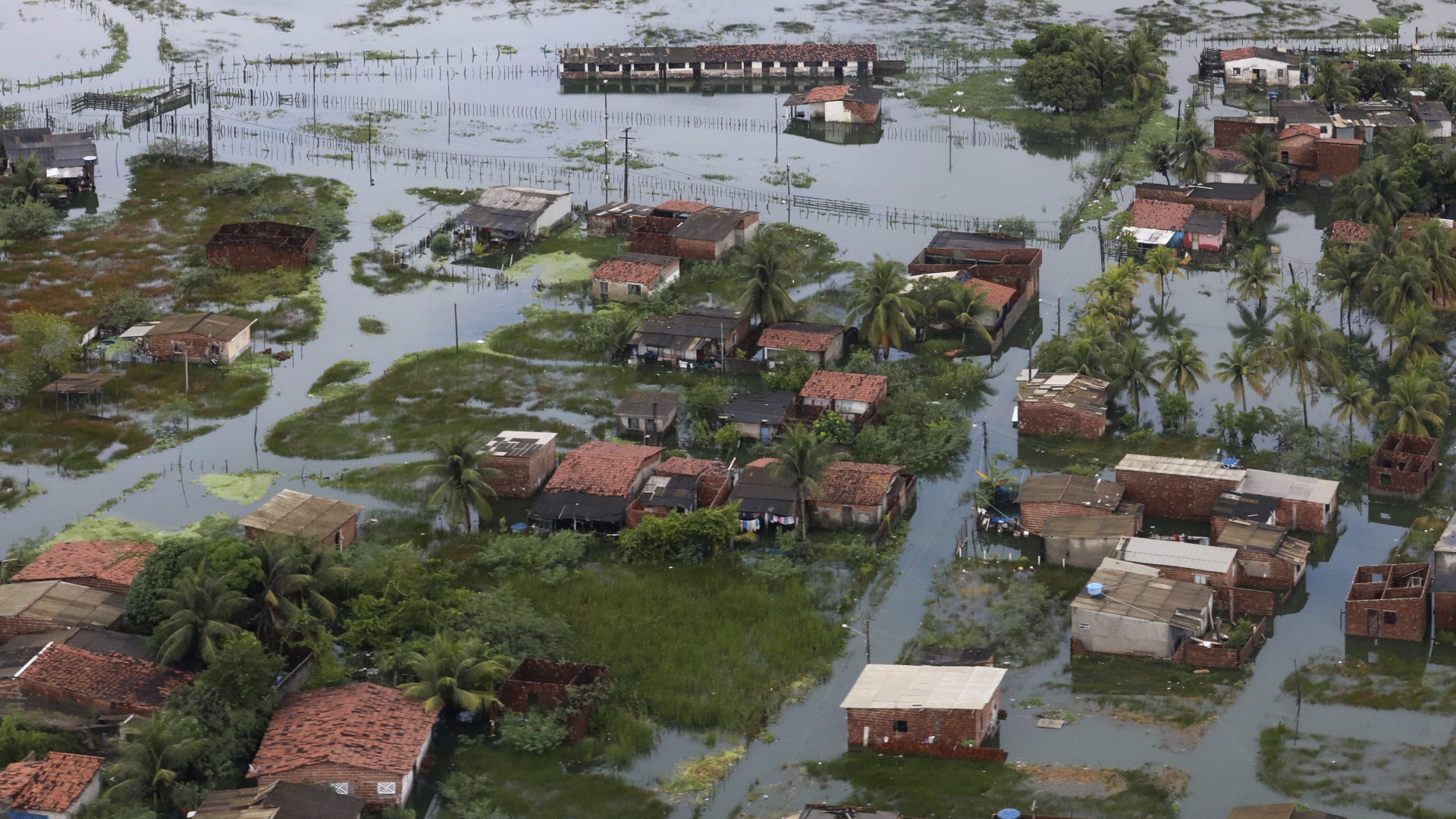 Ein überschwemmtes Gebiets nach heftigen Regenfällen im Bundesstaat Pernambuco. | dpa