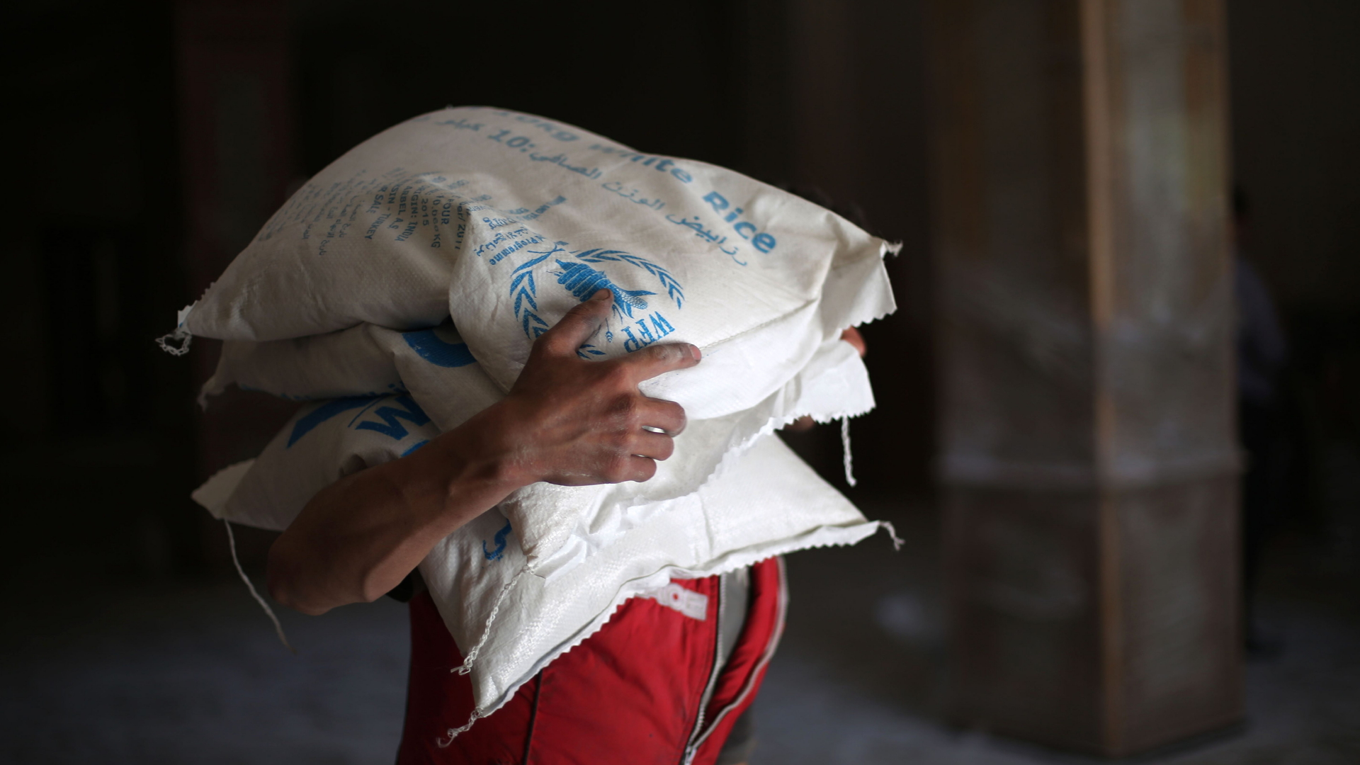 Nahrungsmittelhilfe der UN für Menschen in Syrien. | AFP