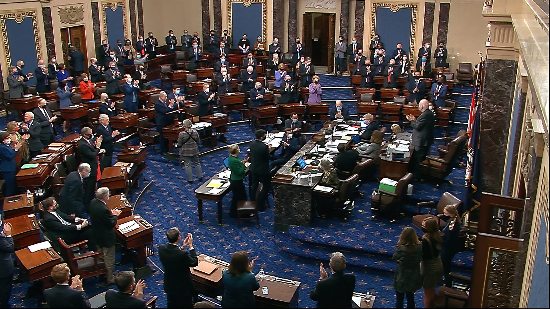 Der US-Senat unmittelbar vor der Abstimmung über weitere Corona-Hilfen. | AP