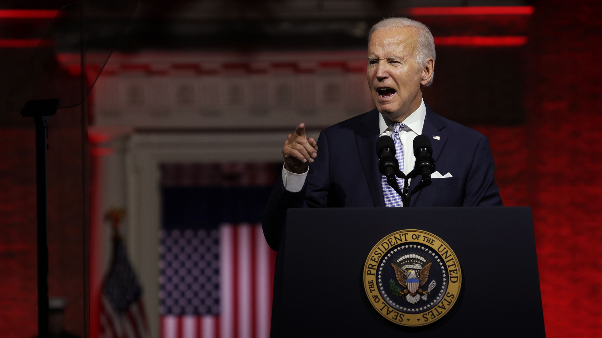 US-Präsident Joe Biden hält Anfang September eine Rede in Philadelphia. | AFP