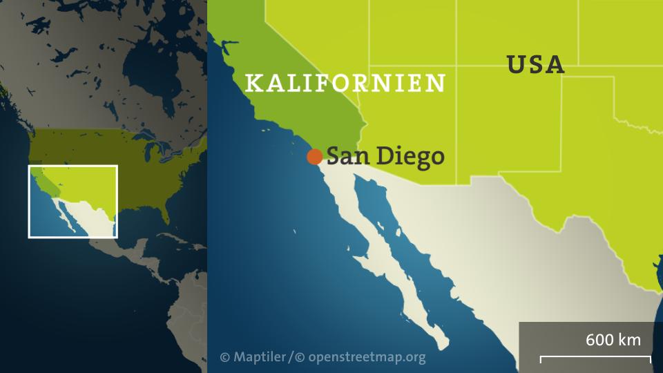 USA mit Kalifornien und der Stadt San Diego