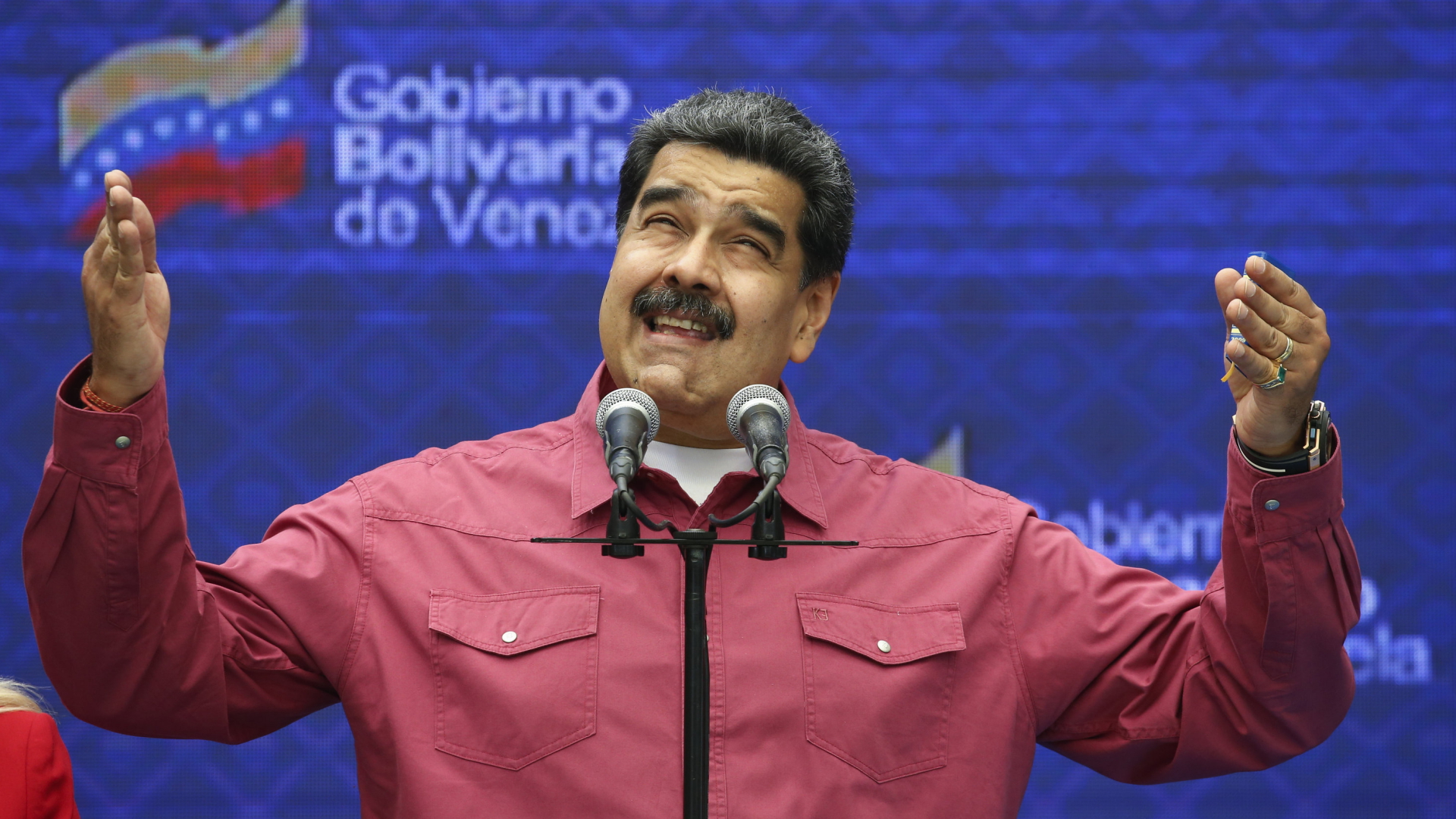 Staatschef Nicolás Maduro spricht zu seinen Anhängern | AP