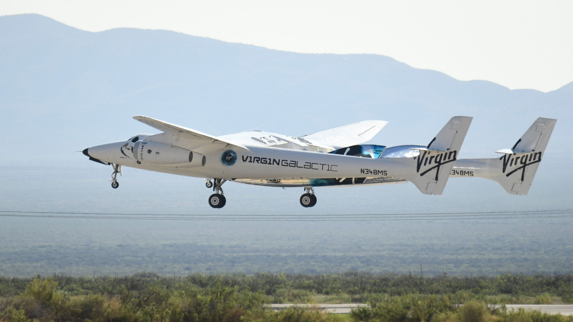 Das Raumflugzeug VSS Unity hebt im Schlepptau eines Mutterflugzeugs in New Mexico ab. | AFP