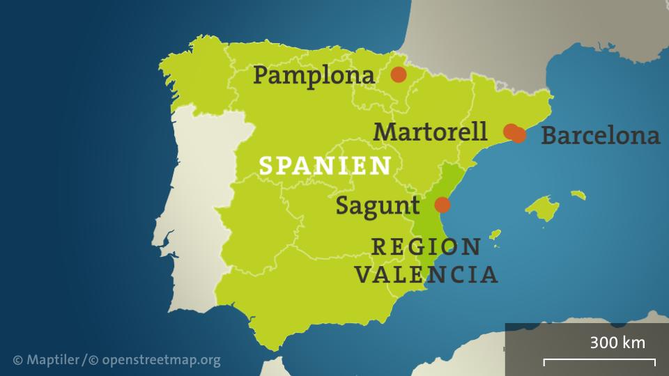 Karte: Standorte von VW-Werken in Spanien