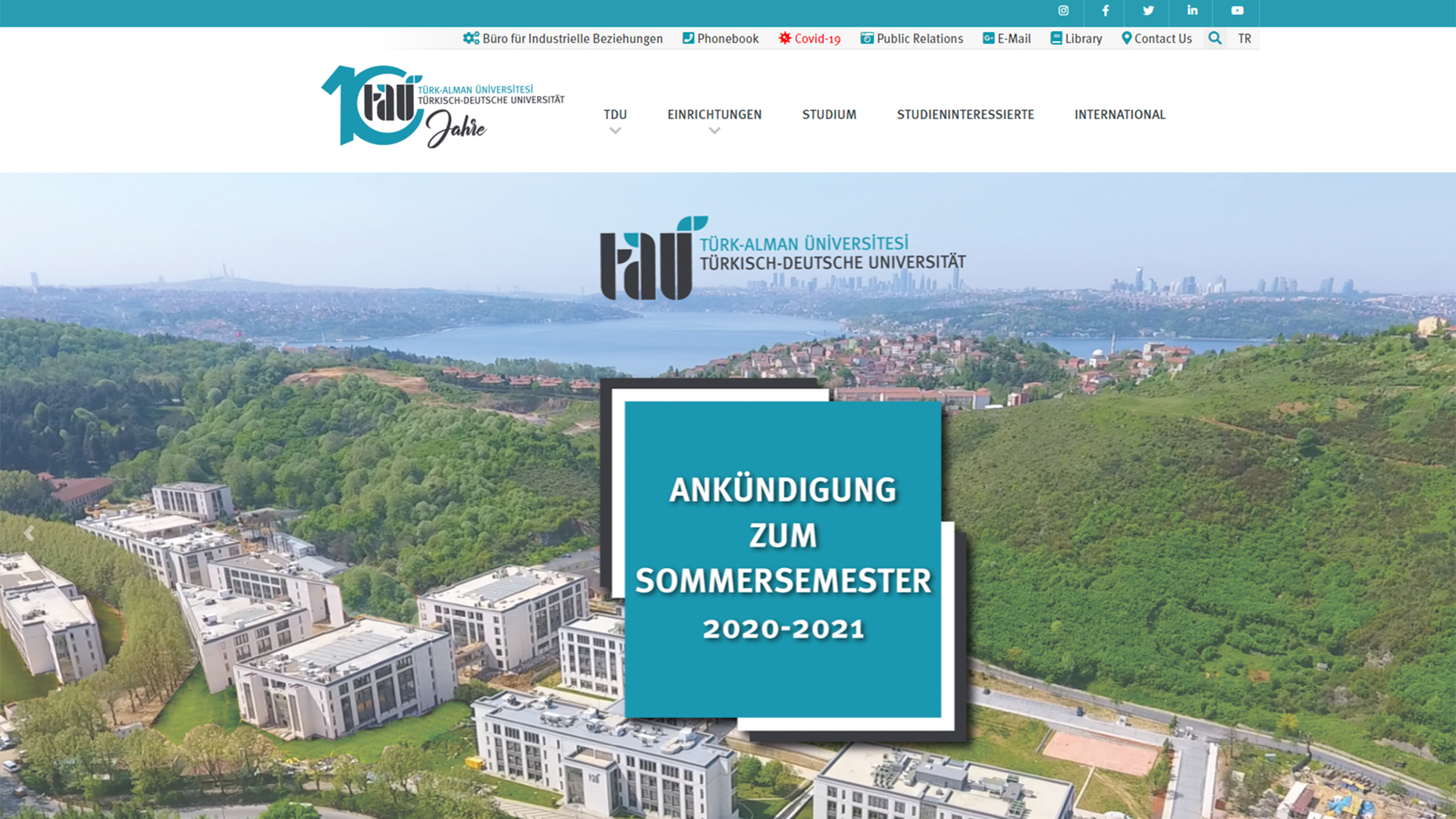 Screenshot der Website der Türkisch-Deutschen Universität | www.tau.edu.tr/de