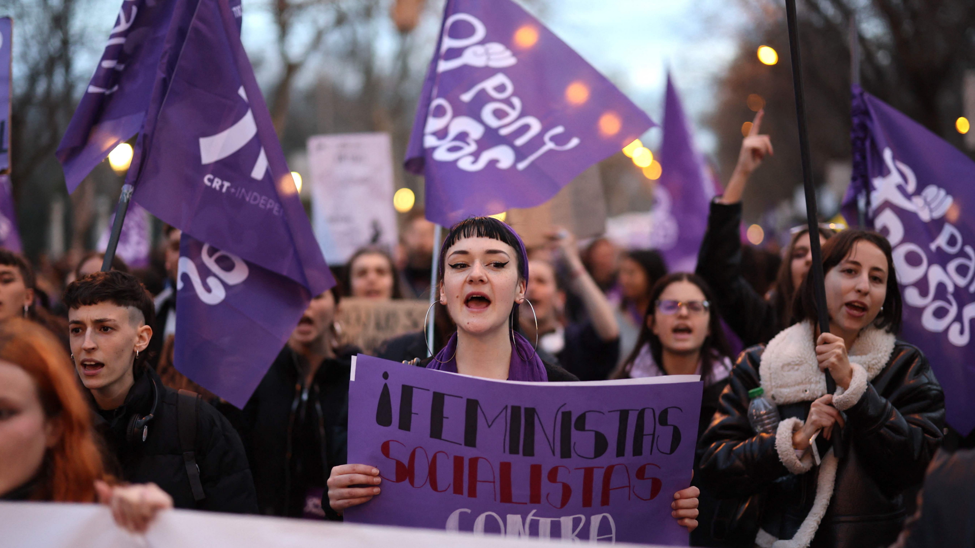 Demonstrantinnen beim Weltfrauentag. | AFP