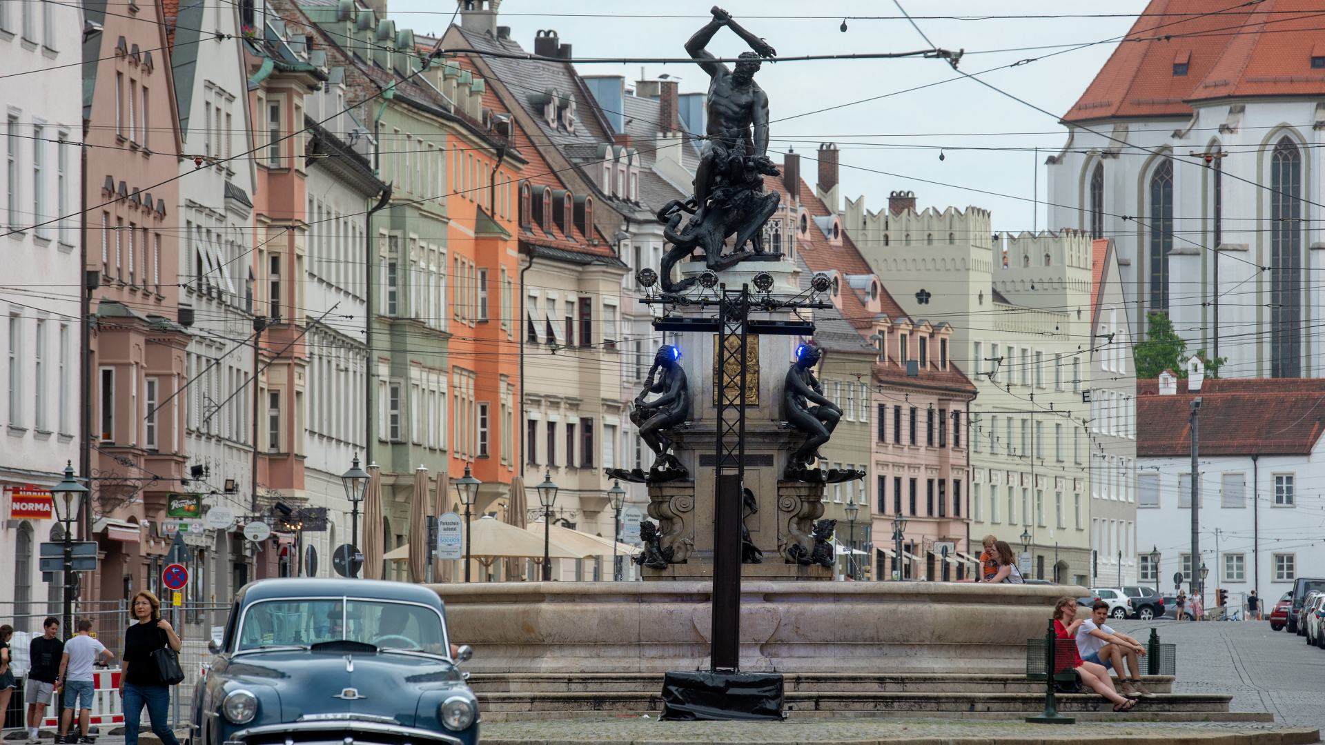 Der Herkulesbrunnen in Augsburg - Teil des ins Weltkulturerbe aufgenommenen Wassermanagements der Stadt | dpa
