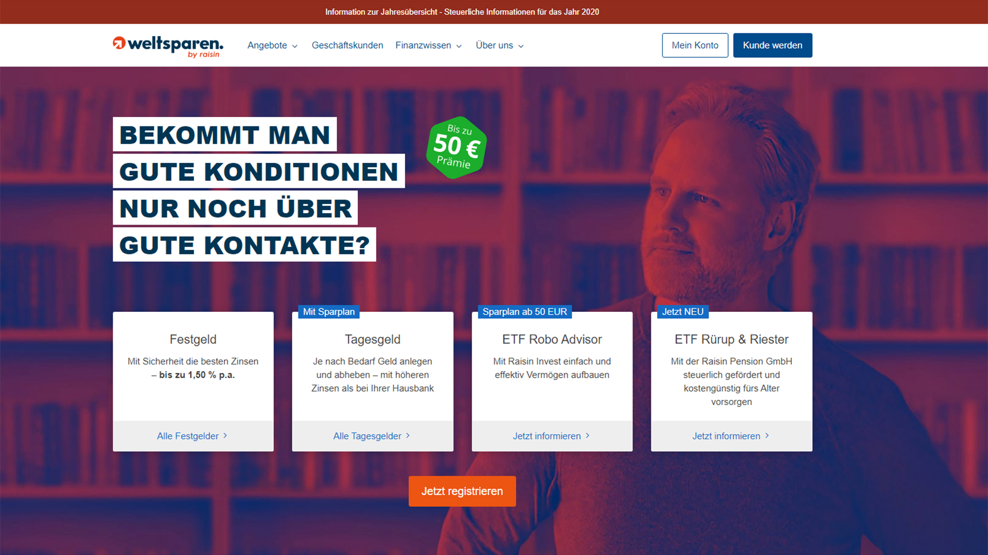 Screenshot von der Website weltsparen.de | weltsparen.de