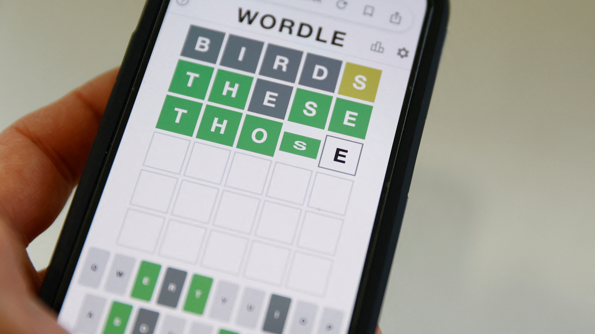 Das populäre Rätselspiel Wordle auf einer Smartphone. | REUTERS