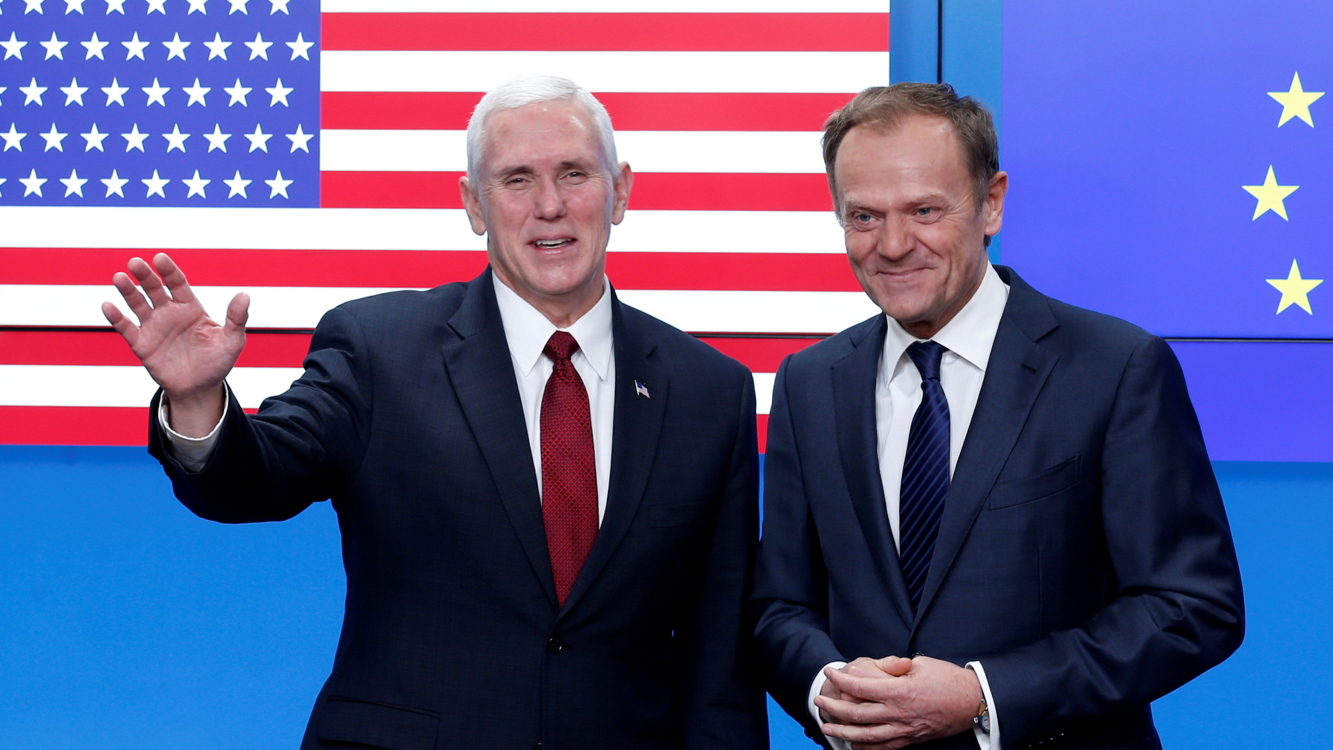 US-Vizepräsident Pence und EU-Ratspräsident Tusk  | REUTERS