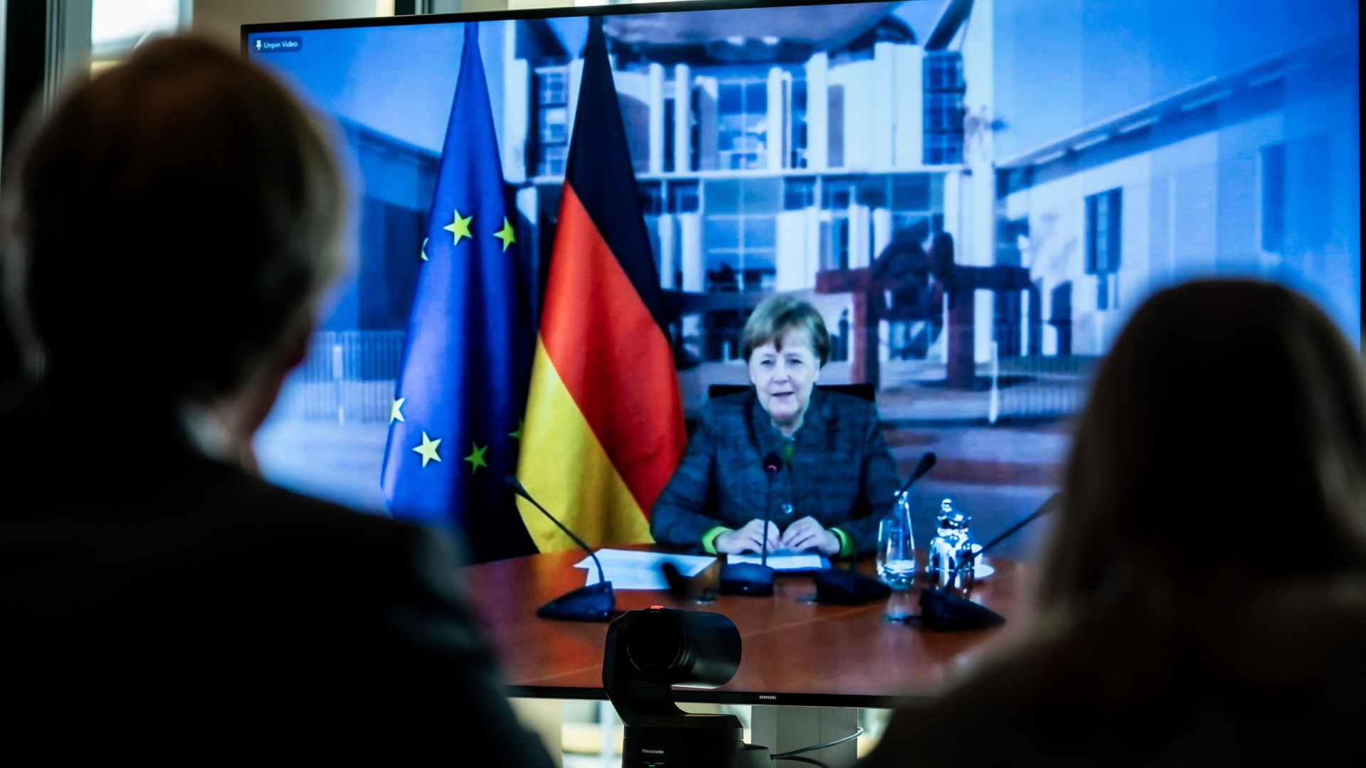 Videokonferenz mit Kanzlerin Merkel beim Petersberger Klimadialog 