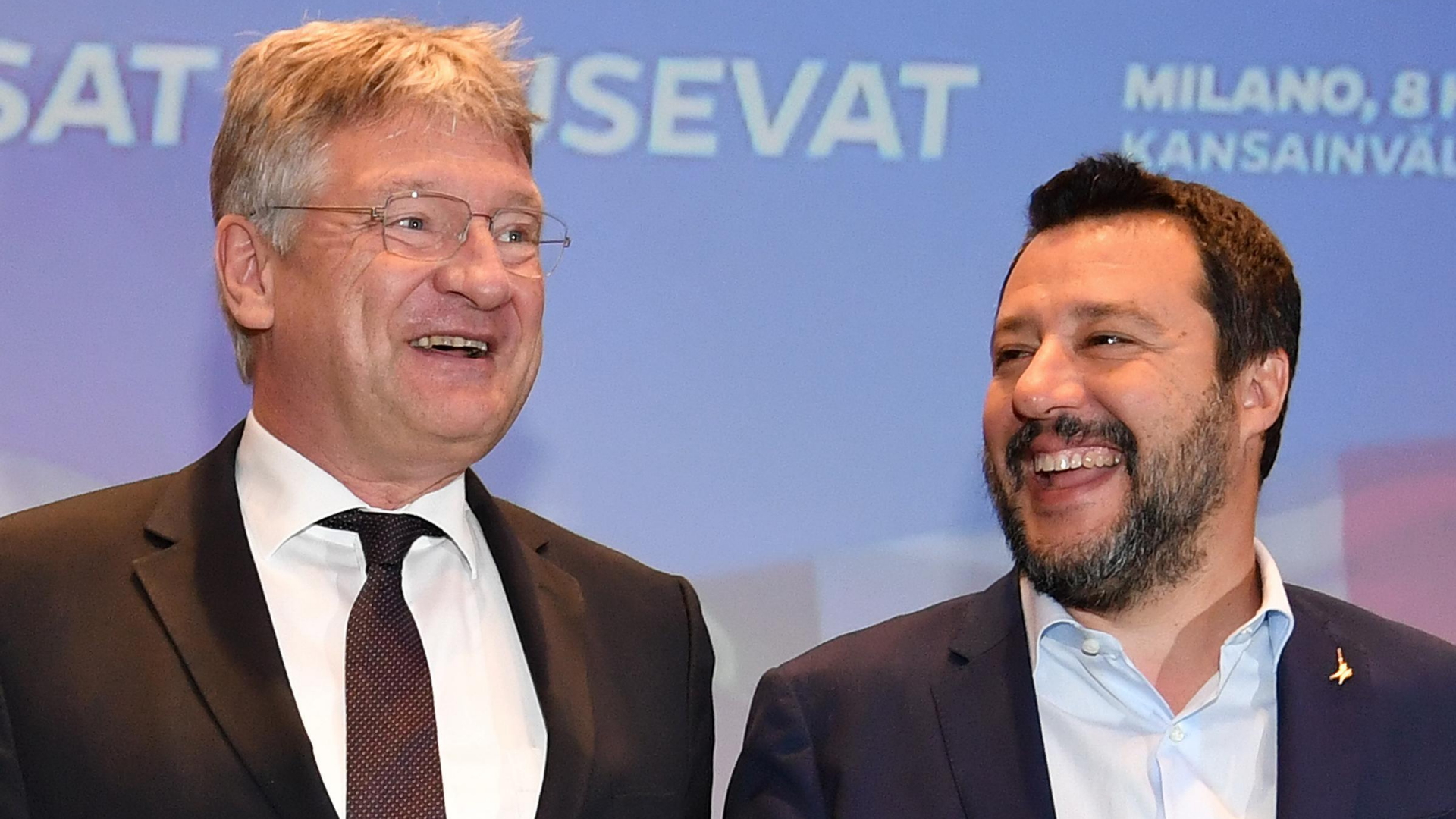 AfD-Chef Jörg Meuthen zusammen mit Matteo Salvini von der italienischen Partei Lega bei einem Treffen in Mailand.  | DANIEL DAL ZENNARO/EPA-EFE/REX
