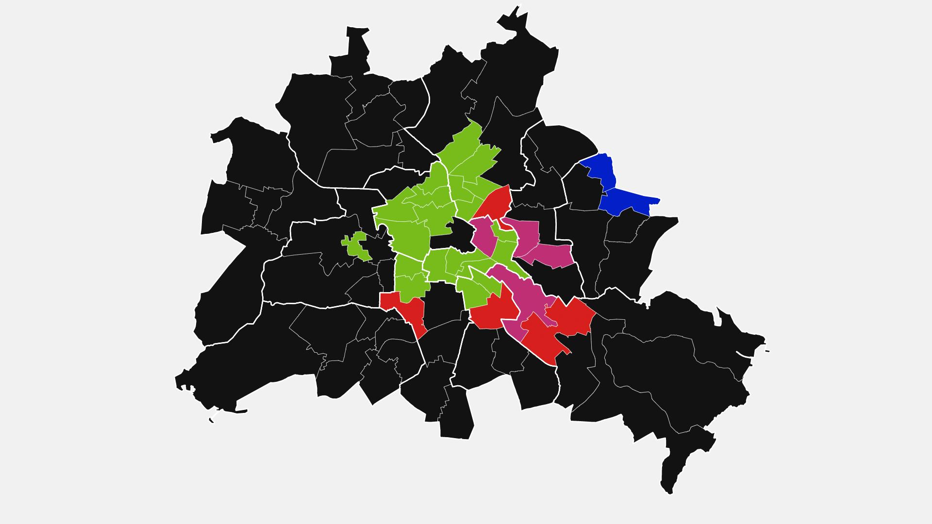 Screenshot der Karte mit den ausgezählten Wahlkreisen | ARD