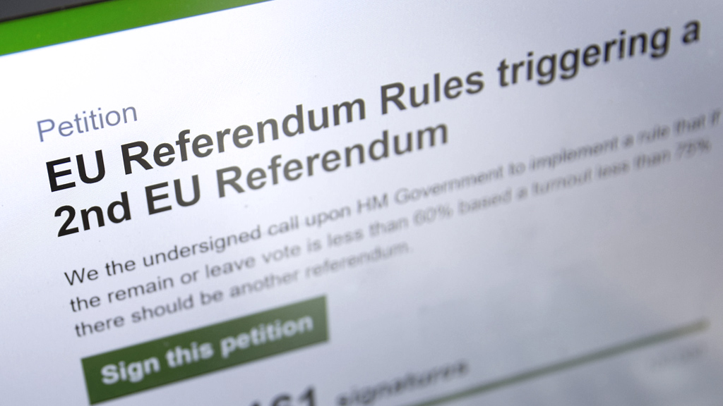 Website zur Petition für ein zweites Referendum zum Brexit