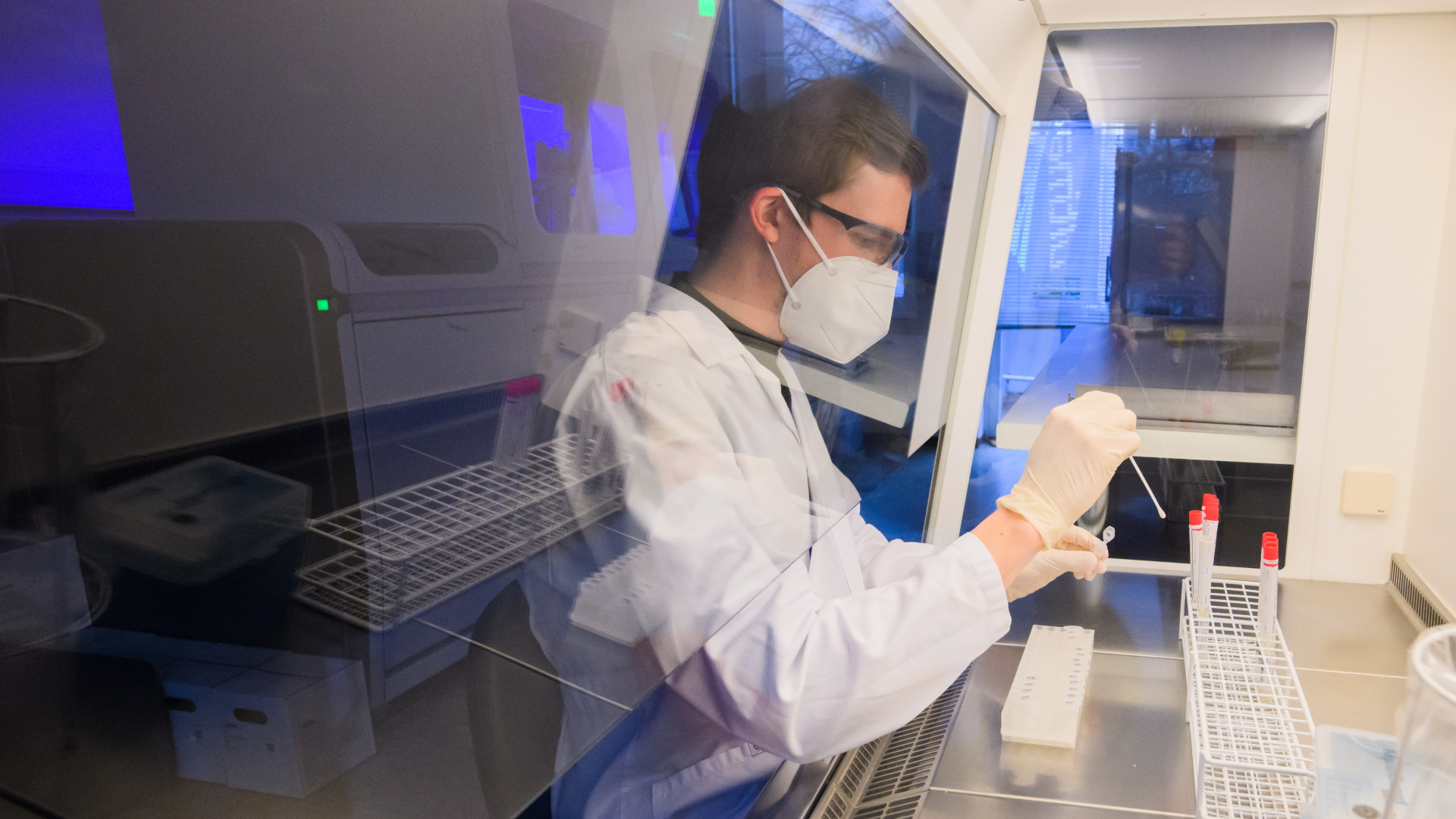 Ein Labormitarbeiter bereitet PCR-Tests von Patienten auf die PCR-Analyse vor.  | dpa