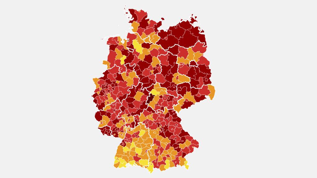 Karte mit Covid-19-Infektionen in den Landkreisen | ARD-aktuell