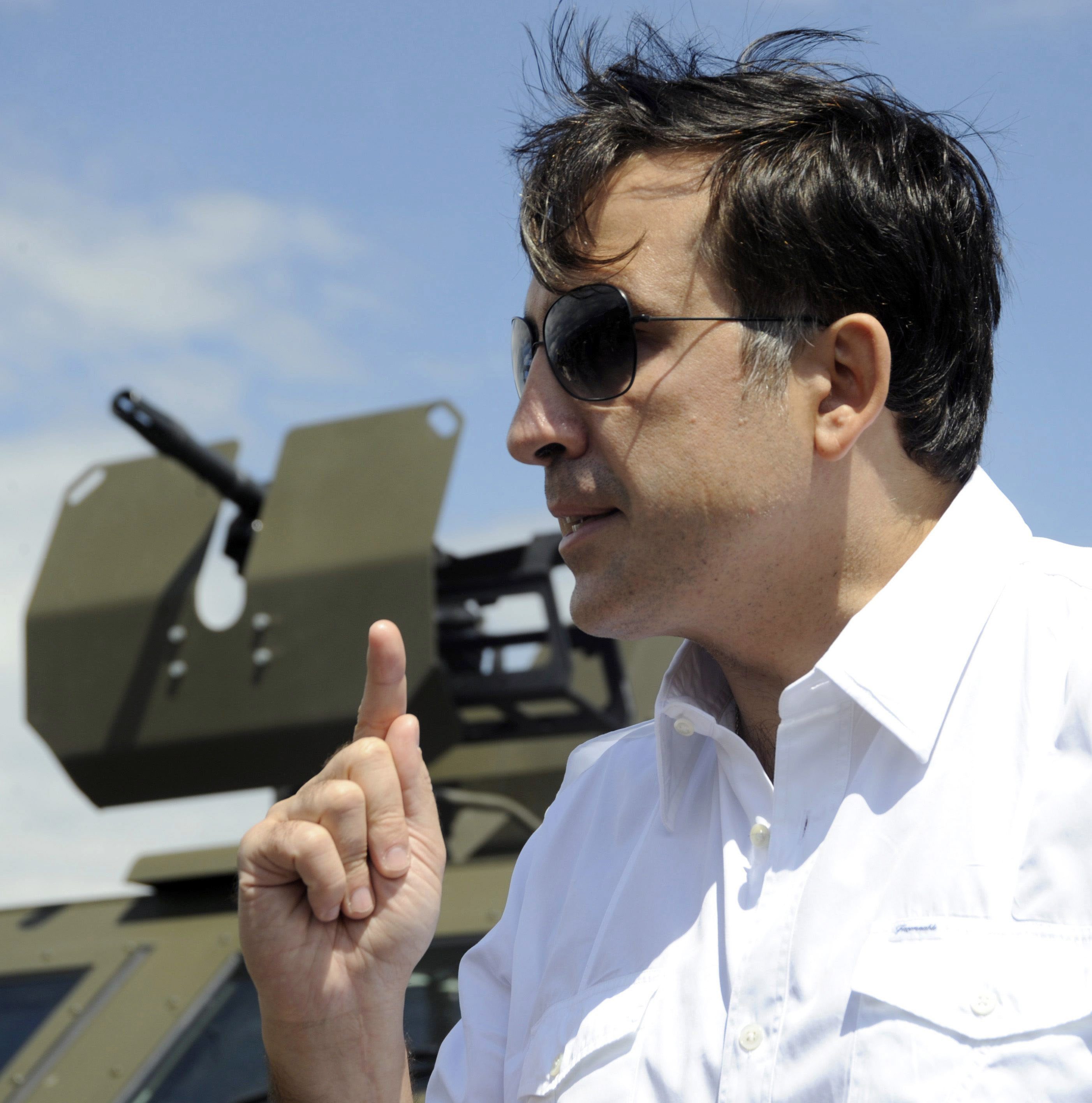 Georgiens Präsident Saakaschwili bei einer Militärübung am 30. Juli 2009
