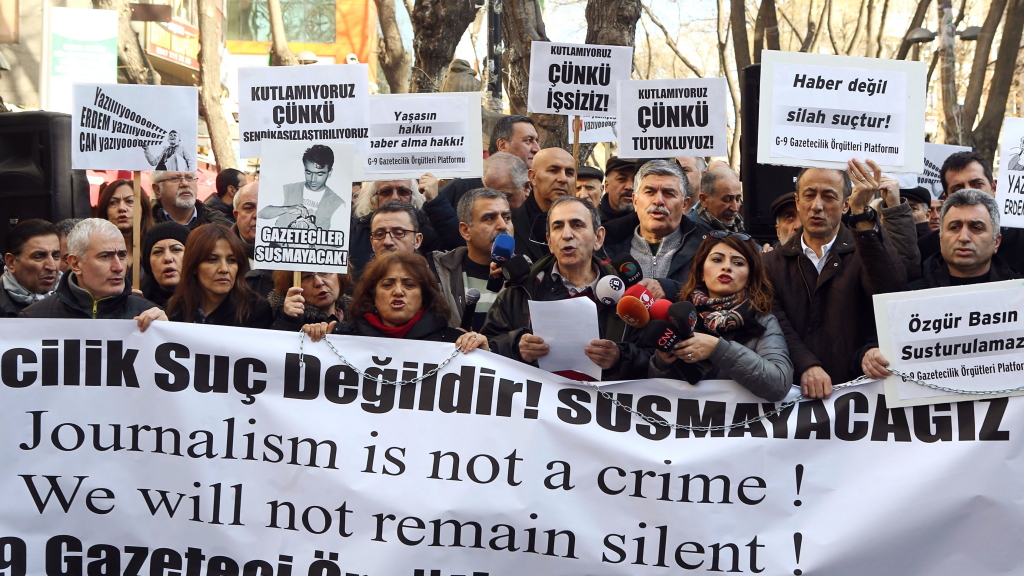 Demonstration in Ankara für die Rechte von Journalisten