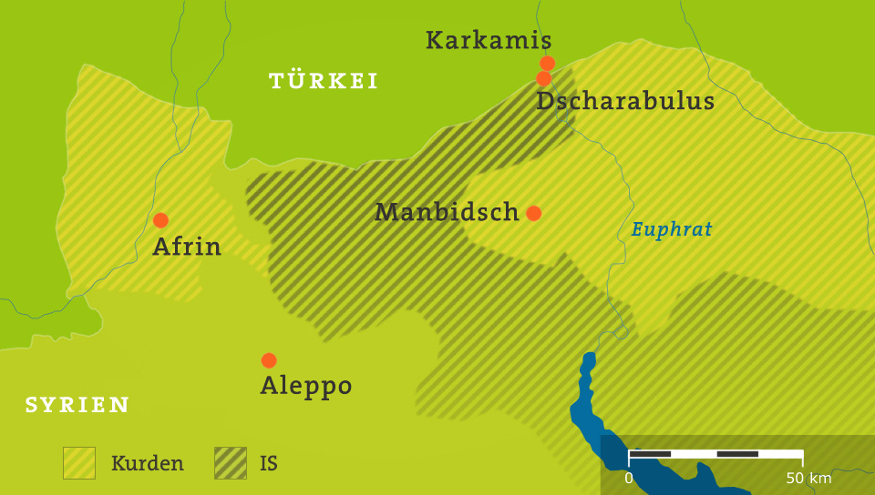 Karte: Grenzregion Syrien Türkei