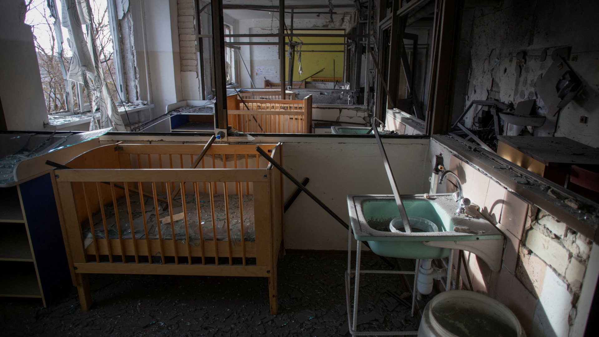 Die Intensivstation eines am 1. Januar 2023 zerstörten Kinderkrankenhauses in Kherson, Ukraine. | REUTERS