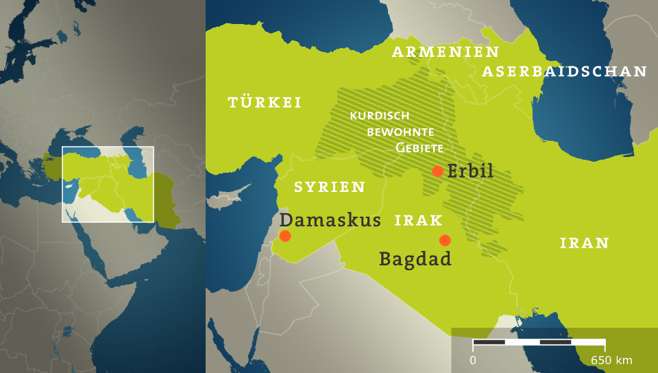 Kurdengebiete, Stand Oktober 2014