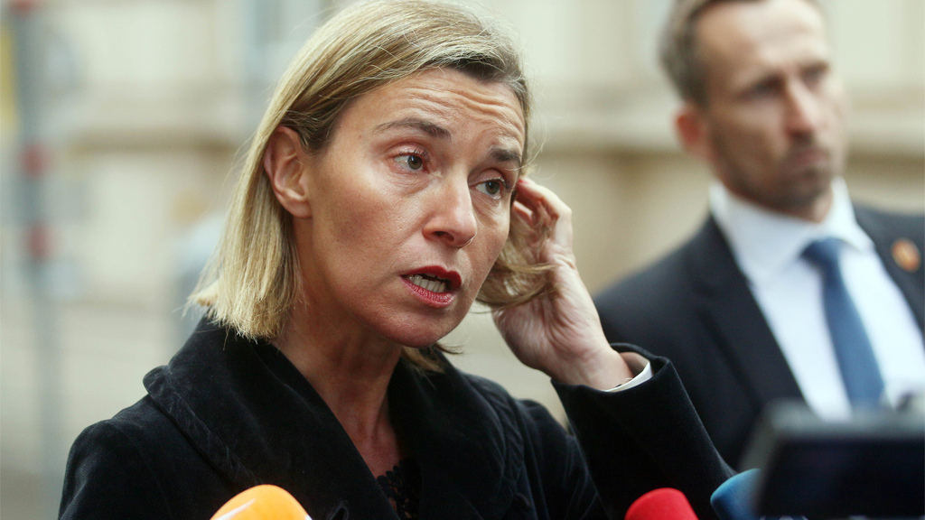 Federica Mogherini bei einer Pressekonferenz in Brüssel