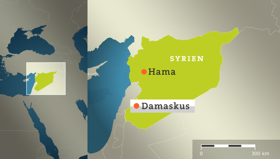 Karte: Syrien mit Damaskus und Hama