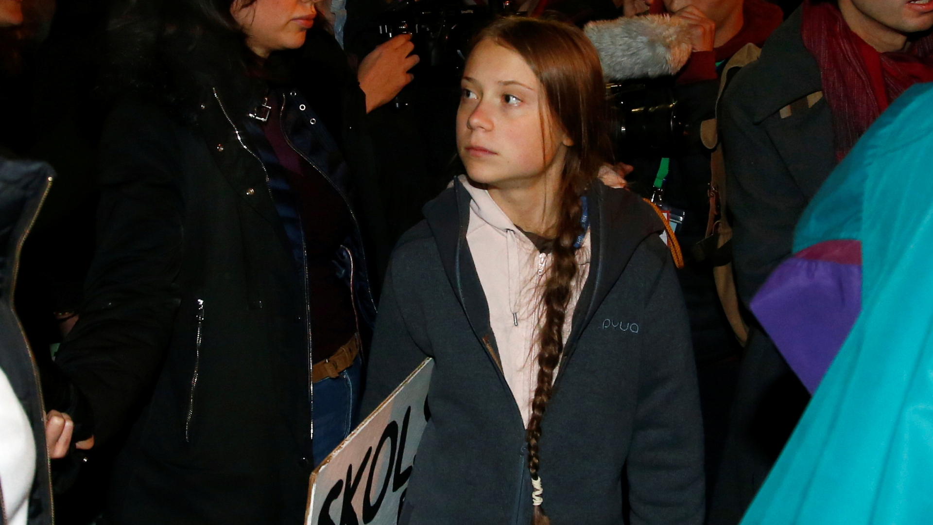 Klimaaktivistin Thunberg bei der Demo in Madrid | REUTERS