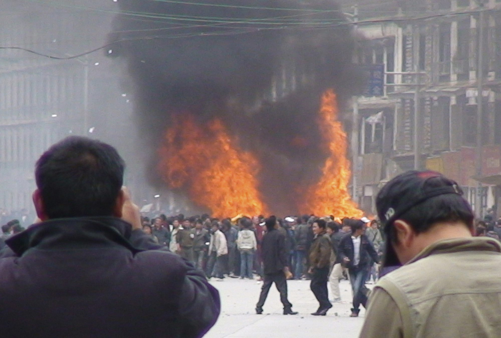 Unruhen am 14. März 2008 in Tibets Hauptstadt Lhasa.